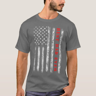 メンズ最高のパパ常ヴィンテージアメリカ国旗の父親 Tシャツ