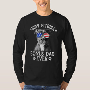 メンズ最高のピットブルボーナスパパエバーアメリカン国旗4日 Tシャツ