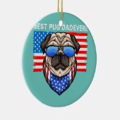 メンズ最高のプグパパエバーヴィンテージ米国国旗 セラミックオーナメント (右)