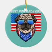 メンズ最高のプグパパエバーヴィンテージ米国国旗 セラミックオーナメント (正面)