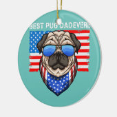 メンズ最高のプグパパエバーヴィンテージ米国国旗 セラミックオーナメント (左)
