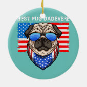 メンズ最高のプグパパエバーヴィンテージ米国国旗 セラミックオーナメント (裏面)