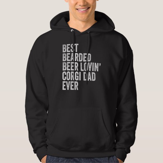 メンズ最高のベアドビールローヴィンコルギパパペットドッグオウ パーカ (正面)