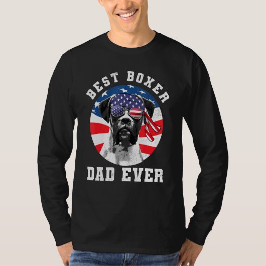 メンズ最高のボクサードッグパパ史上犬アメリカ国旗 Tシャツ (正面)