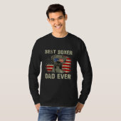 メンズ最高のボクサーパパEVER AMERICAN FLAG DOG FATHER Tシャツ (正面フル)
