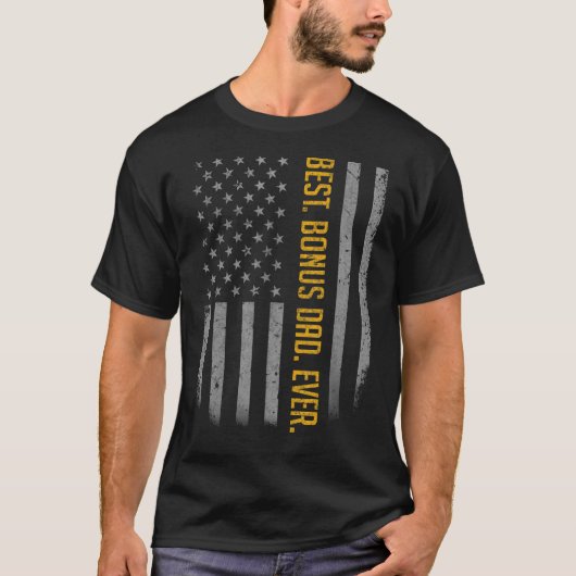メンズ最高のボーナスパパフェスのアメリカ国旗 Tシャツ (正面)