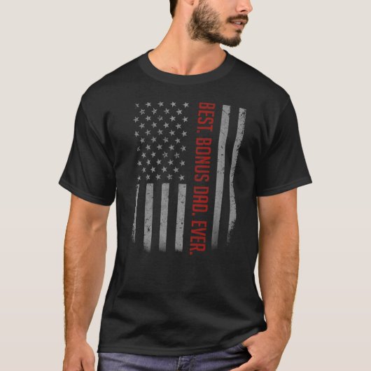 メンズ最高のボーナスパパフェスのアメリカ国旗 Tシャツ (正面)