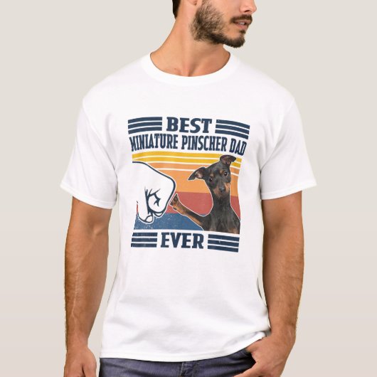 メンズ最高のミニチュアピンシャーパパエバーおもしろい犬ロ Tシャツ (正面)