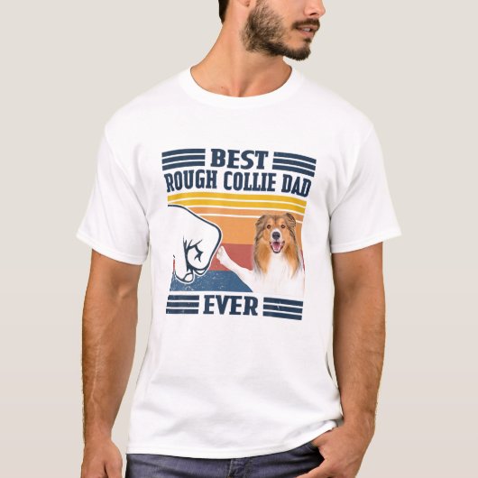 メンズ最高のラフコリーパパエバーおもしろい犬恋人ファ Tシャツ (正面)