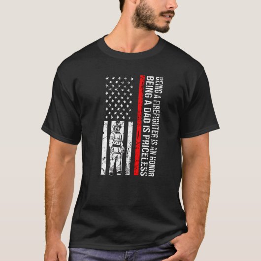 メンズ消防士は名誉パパは高価なファイアフィグ Tシャツ (正面)