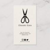 メンズ理容師の髪を小さなハサミのロゴでカット 名刺 (正面)