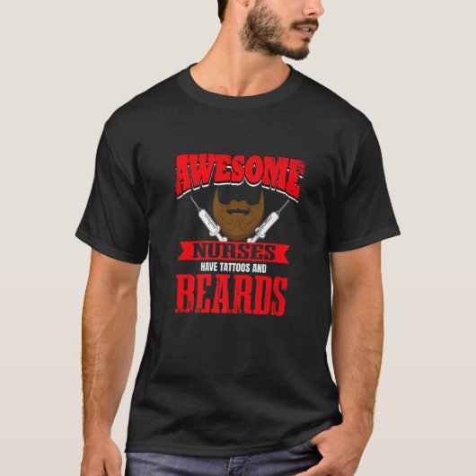 メンズ男性ナースタトゥーとバーズMurse病院 Tシャツ (正面)