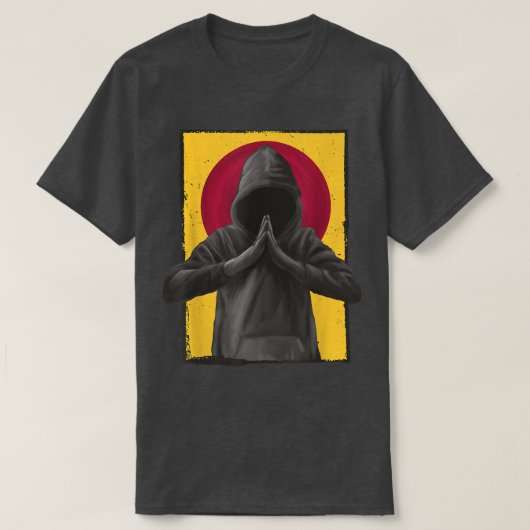 メンズ祈フード日本日本の国旗のアニメ Tシャツ (デザイン正面)