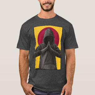 メンズ祈フード日本日本の国旗のアニメ Tシャツ