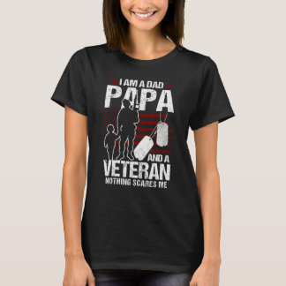 メンズ私はパパおじいちゃんだし退役軍人も怖くない Tシャツ