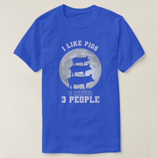 メンズ私は豚と多分3人が好き – 豚農家S Tシャツ (デザイン正面)