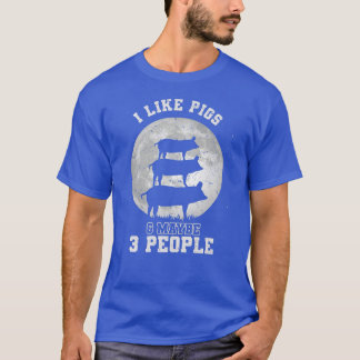 メンズ私は豚と多分3人が好き – 豚農家S Tシャツ