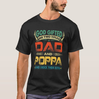 メンズ私は2つのタイトルパパとポッパグランドパおもしろいを持つ Tシャツ