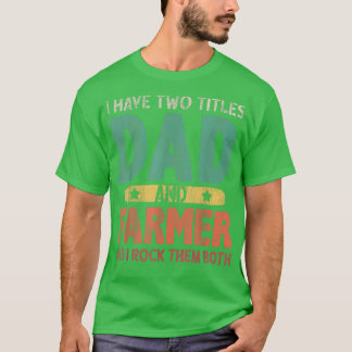 メンズ私は2つのタイトルパパと農家ヴィンテージ脂肪を持っている Tシャツ