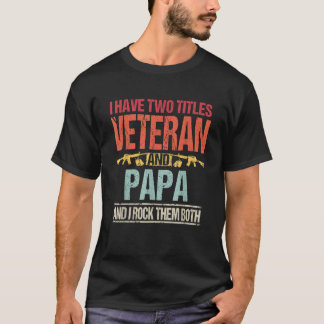 メンズ私は2つのタイトル退役軍人とパパレトロプロー Tシャツ