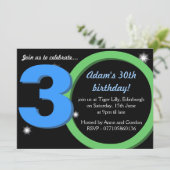メンズ緑/青第30の第30誕生会 招待状 (スタンド正面)