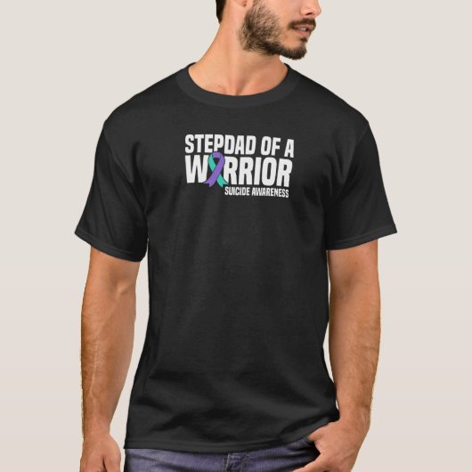 メンズ自殺の予防に気付いた戦士の継父 Tシャツ (正面)