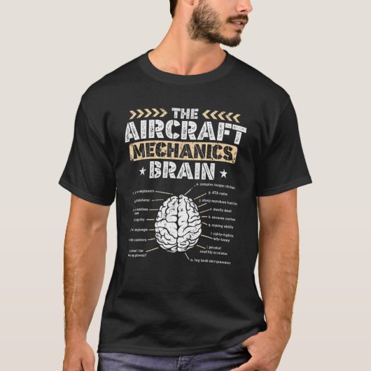 メンズ航空機整備士脳ティー整備士アビアティ Tシャツ (正面)