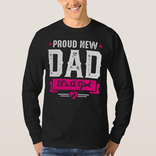 メンズ誇りを持ったニューパパ女の子だ Tシャツ (正面)