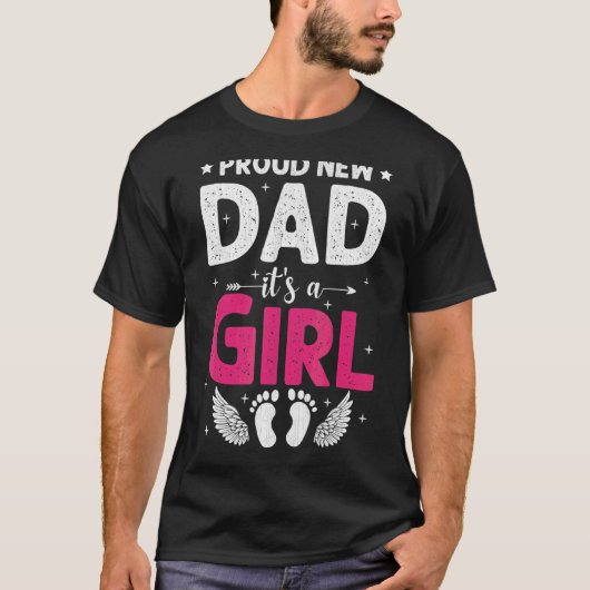 メンズ誇りを持ったニューパパFに昇進した女の子 Tシャツ (正面)