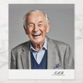 メンズ誕生日ワインラベル（写真とモノグラム） ワインラベル (シングルラベル)