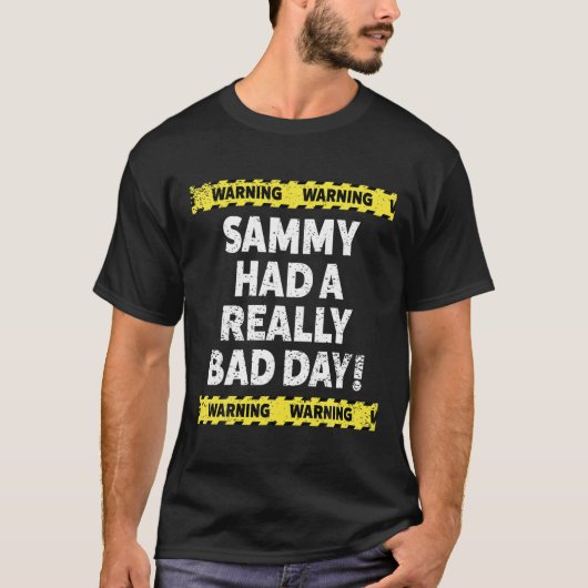 メンズ警告のサミーは本当に悪い日ムードのランプを持っていた Tシャツ (正面)
