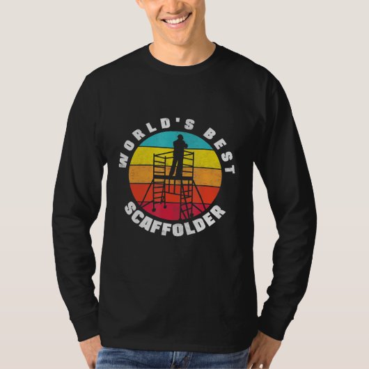 メンズ足場建築ワーカ最高のー世界S Tシャツ (正面)