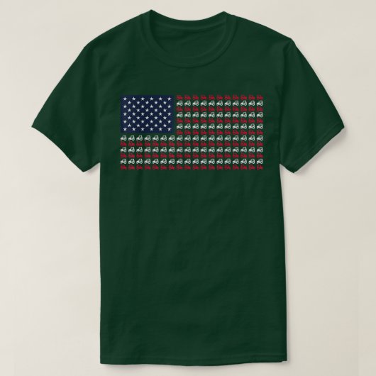 メンズ農業農家トラクター7月4日アメリカ国旗 Tシャツ (デザイン正面)