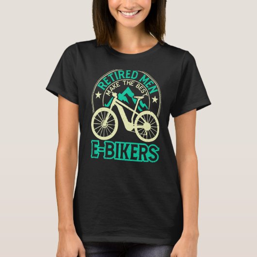 メンズ退職したメンズE-バイクもしくは自転車に乗る人電気サイクリングE-bikes Tシャツ (正面)