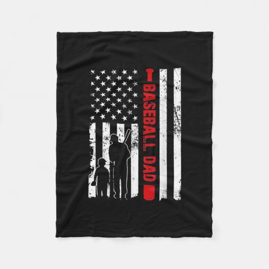 メンズ野誇りを持った球パパアメリカ国旗スポーツ  フリースブランケット (正面)