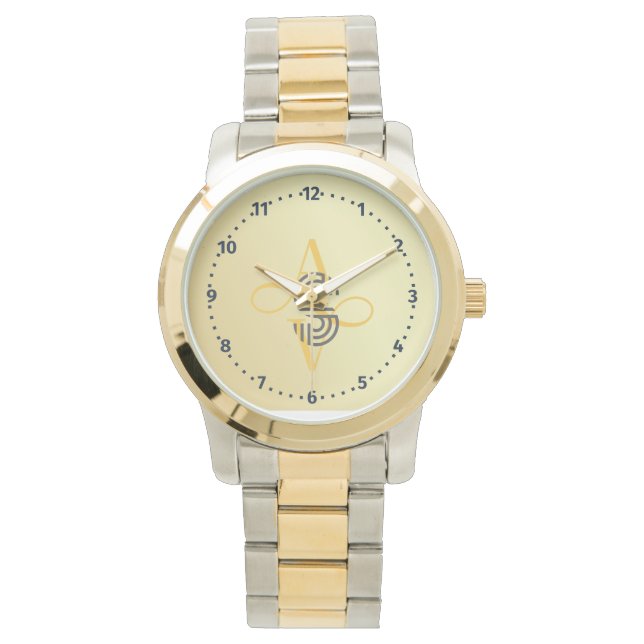 メンズ金ゴールドエレガントオーバーサイズブレスレットクラシック 腕時計 (正面)