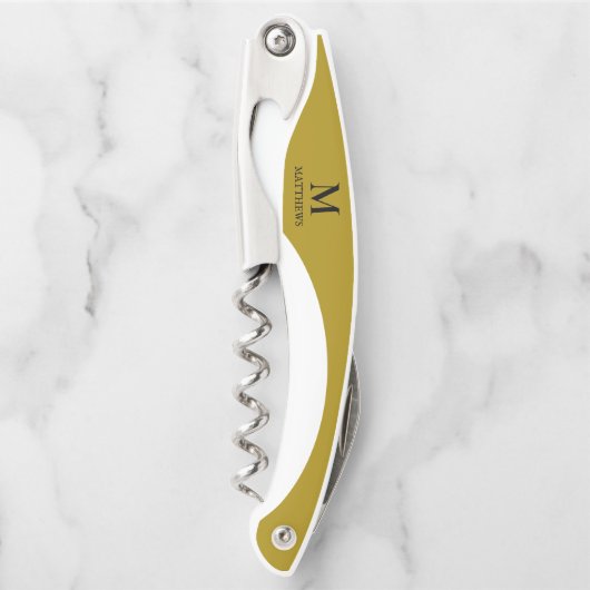 メンズ金ゴールドカスタムモノグラムウェイターコルスクリュ ソムリエナイフ (正面)