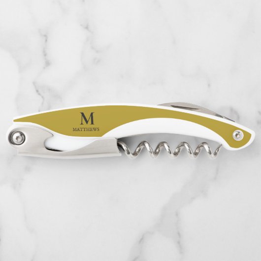 メンズ金ゴールドカスタムモノグラムウェイターコルスクリュ ソムリエナイフ (正面)