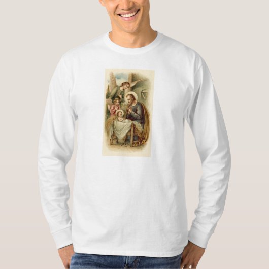 メンズ長袖のTシャツ: セントジョーゼフの出生 Tシャツ (正面)