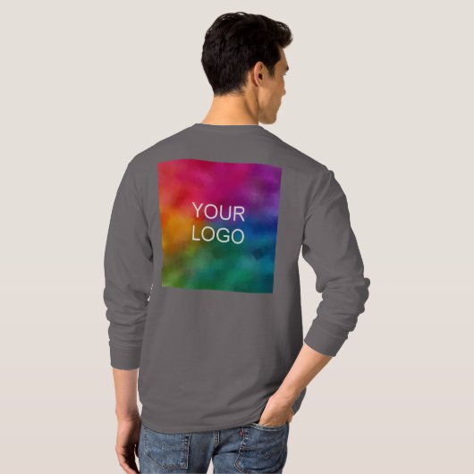 メンズ長袖Tシャツのアップロードイメージロゴの追加 Tシャツ (裏面フル)