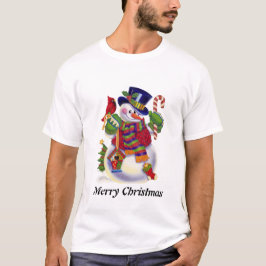 メンズ雪だるまホリデーマンガTシャツ Tシャツ