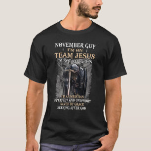 メンズ11月男チームイエス宗教十字架クリス Tシャツ