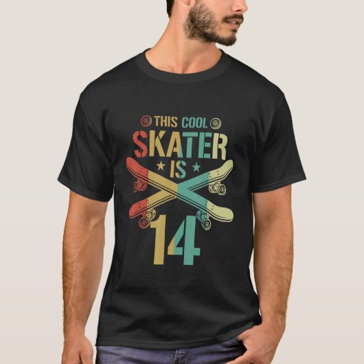 メンズ14誕生日スケートボードボーイ14歳Skat Tシャツ (正面)