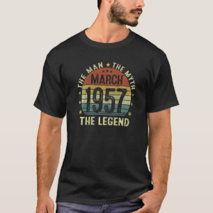 メンズ1957年3月男伝説65歳B Tシャツ