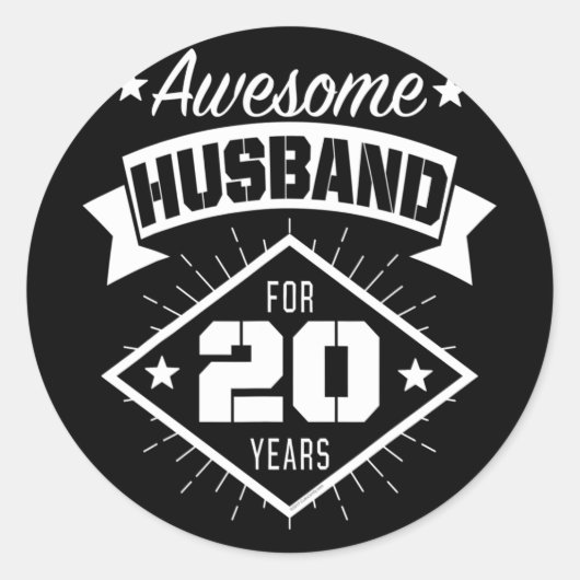 メンズ20周年記念Tシャツ素晴らしHusb ラウンドシール (正面)