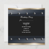メンズ21歳の誕生日パーティーメタルブラックマン 招待状 (裏面)