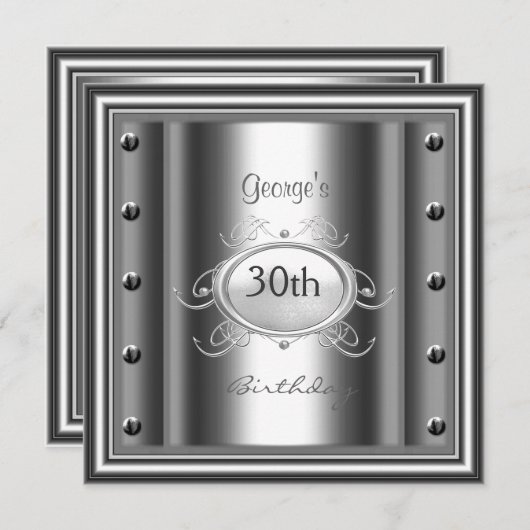 メンズ30thクロムバースデーパーティクローム 招待状 (正面/裏面)