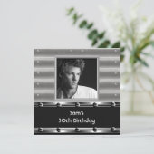 メンズ30th誕生日パーティーメタルブラックマン 招待状 (スタンド正面)