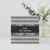 メンズ30th誕生日パーティーメタルブラックマン 招待状 (スタンド正面)