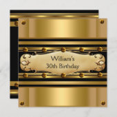 メンズ30th誕生日パーティー金ゴールドブラックマン2 招待状 (正面/裏面)